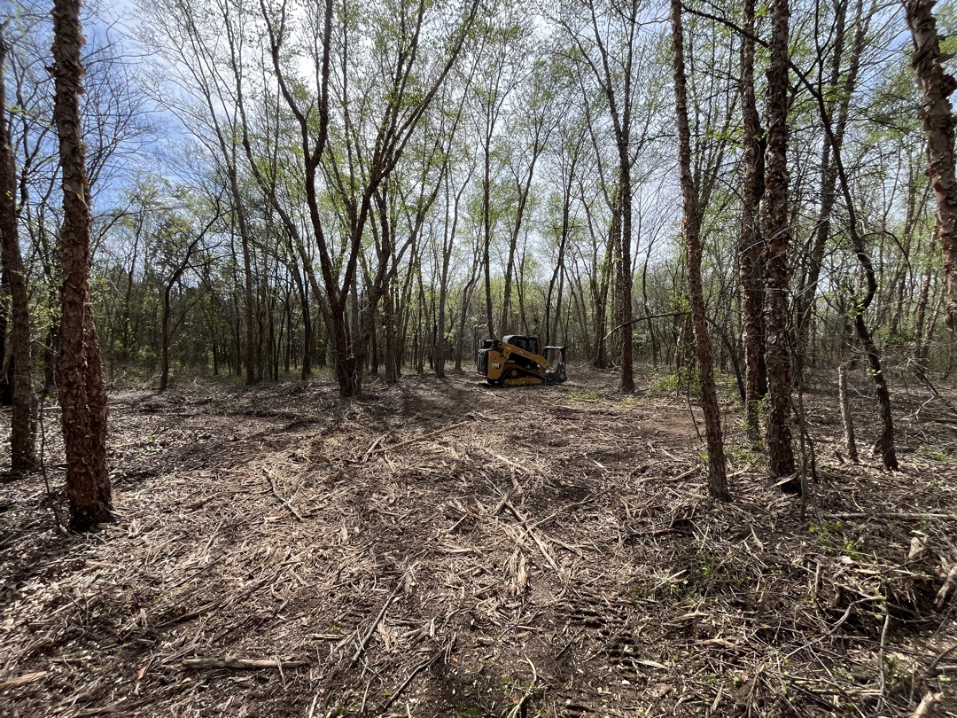 Lifted Construction LLC clearing trees and brush from a large acreage property in Rogers County, Oklahoma