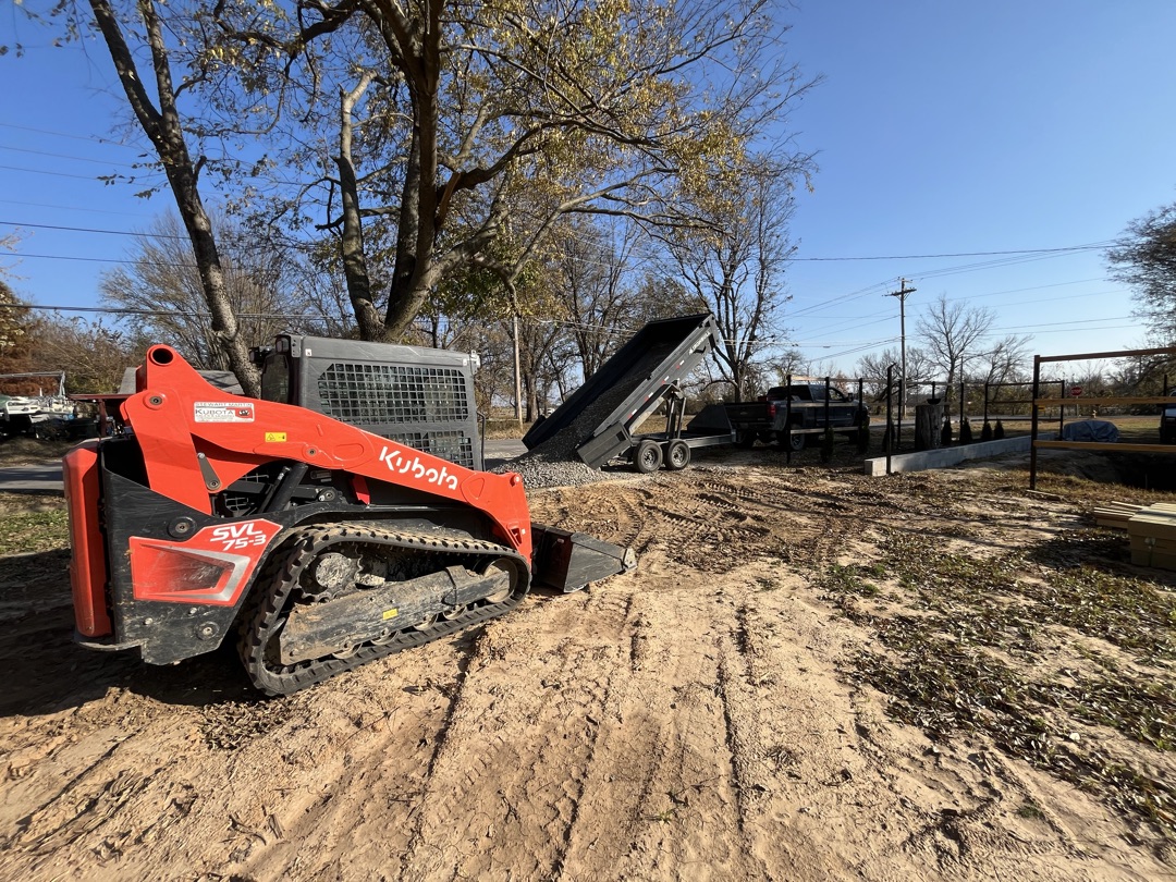 Lifted Construction LLC site preparation crew clearing and grading land in Rogers County, Oklahoma