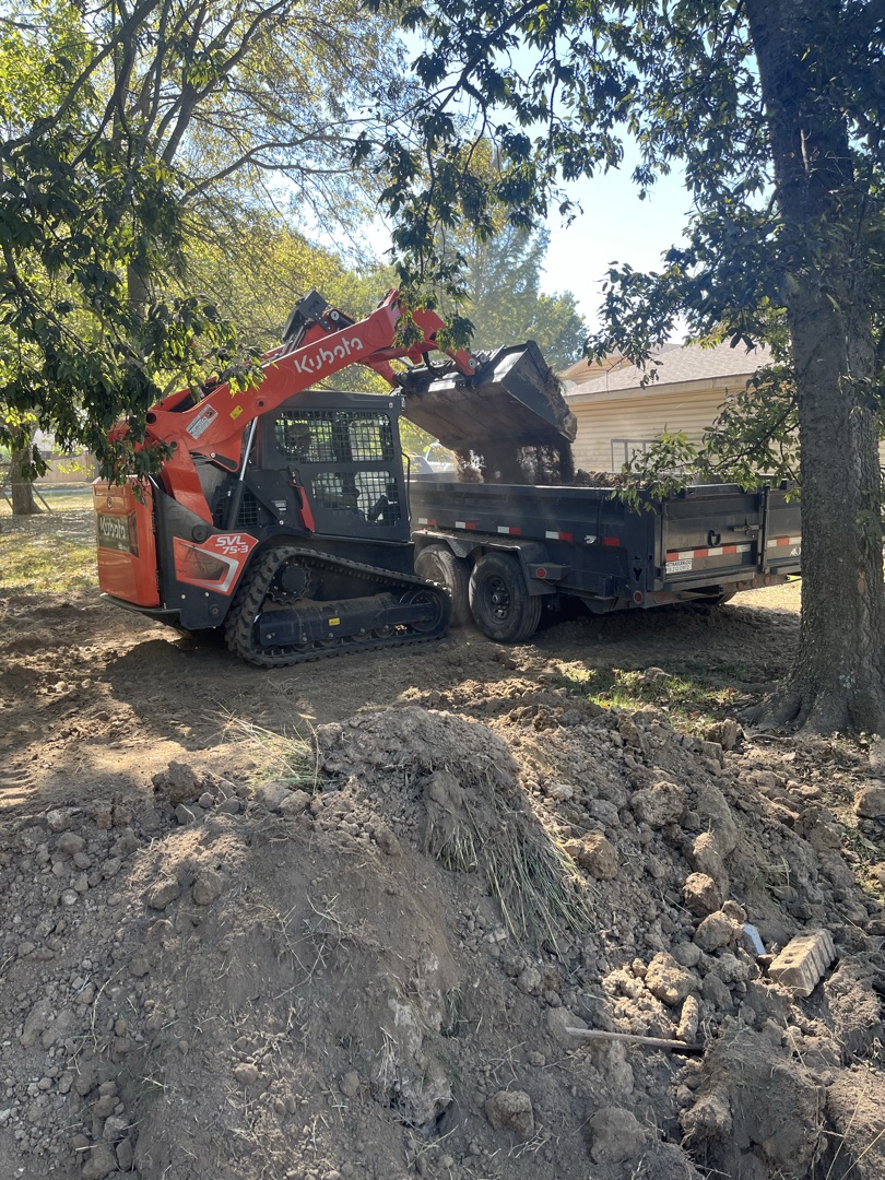 Lifted Construction LLC excavator working on a Rogers County site prep project